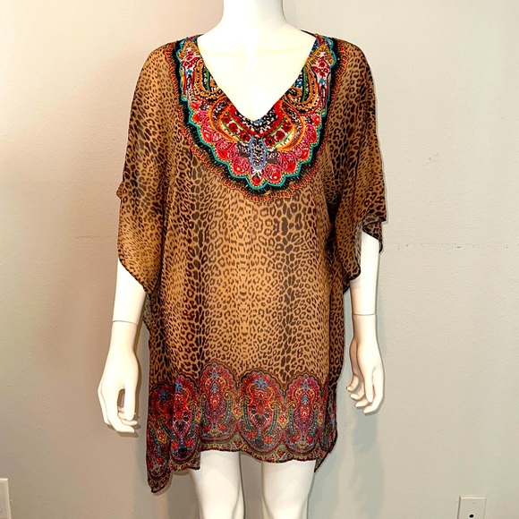 Pilyq Other - PILYQ *Raja* leopard print swim coverup tunic dress M/L